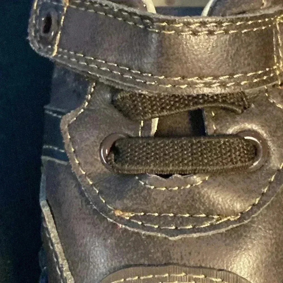 PEDIPED INFANT SIZE 6-12 MO BROWN FAUX LACES AND HOOK LOOP SLIP ON SHOE - Picture 3 of 11